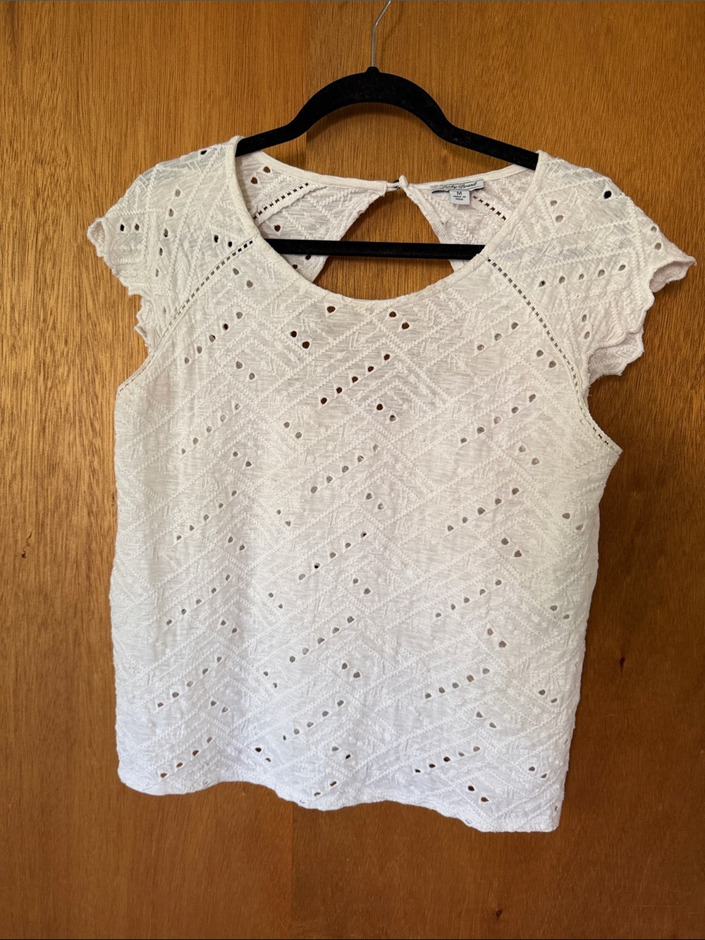 Lucky Brown White Eyelet Cap Sleeve Top - Women's